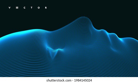 3D human face extruded from dotted pattern. Technology and robotics concept. Anonymous social masking. Cyber crime and security vector illustration.