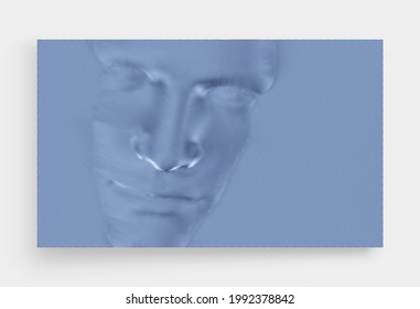 3D human face extruded from dotted pattern. Technology and robotics concept. Anonymous social masking. Cyber crime and security vector illustration.