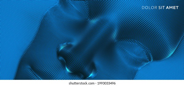 La cara humana 3D extruida del patrón punteado. Concepto de tecnología y robótica. Enmascaramiento social anónimo. Ciberdelincuencia e ilustración vectorial de seguridad.