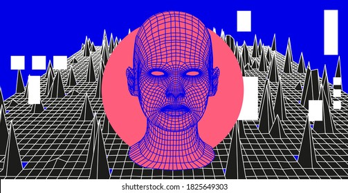 3d Human Face Structure Made Grid Stock Vector (Royalty Free ...