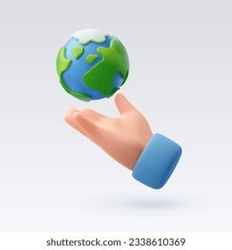 3d human hand receive earth, ESG carbon credits and environment concept. Eps 10 Vector.