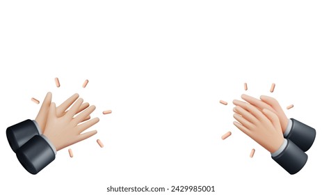 Manos humanas 3D aplaudiendo aisladas en blanco. Banner de Manos de Aplausos. Icono de gesto de frotar o aplaudir. Gestos, Felicitaciones, Agradecimientos o Emoción. Ilustración vectorial