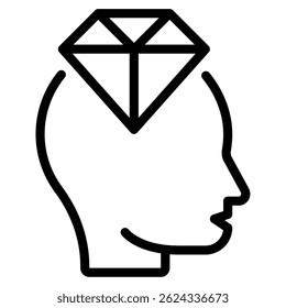 A 3D human head with a diamond-shaped brain, symbolizing intelligence and creativity, suitable for educational or innovation content.