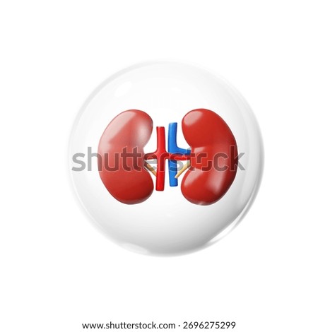 3D human kidneys in a protective bubble, isolated icon. Anatomy, medicine, health. Protective functions of the body. For websites, apps, and educational materials. Vector cartoon illustration.