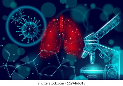 3D human lungs medicine microscopic research concept. Respiratory virus infection cancer danger analysis. Therapy of tuberculosis hospital poster template vector illustration