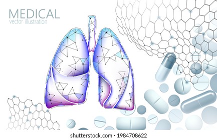 3D-Behandlungskonzept für menschliche Lungenmedizin. Eine Infektion der Atemwege kann eine Gefahr darstellen. Tuberkulosetherapie-Tuberkulose-Krankenhaus-Plakatvorlage Vektorgrafik