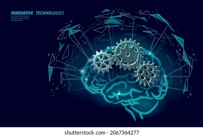 3D human mind mental health. Mood support drug therapy medical care. Psychologist coach session solution medicine science banner vector illustration