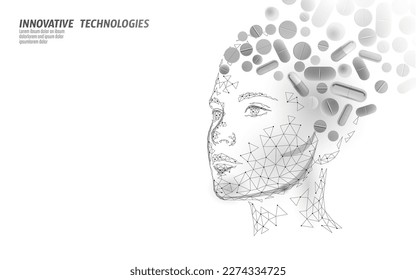 3D human mind mental health. Mood support drug therapy medical care. Psychologist coach session solution medicine science banner vector illustration