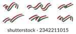 3d Hungary Flag Ribbons. Long Hungarian flags, Hungary tri-color flag. Hungarian Flag ribbons isolated on white background. Editable Vector Illustration. EPS 10.