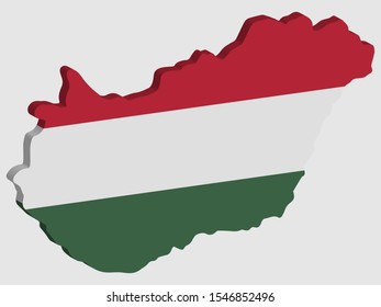 3D Hungary Map Flag Vector illustration eps 10