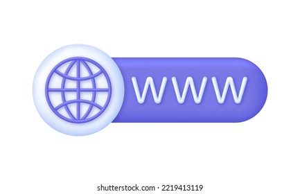3D Hyperlink icon. Search WWW sign. Web hosting technology. Browser search website page. Trendy and modern vector in 3d style.