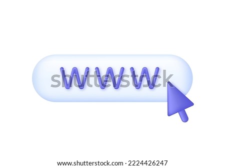 3D Hyperlink icon. Search WWW sign. Web hosting technology. Browser search website page. Trendy and modern vector in 3d style.