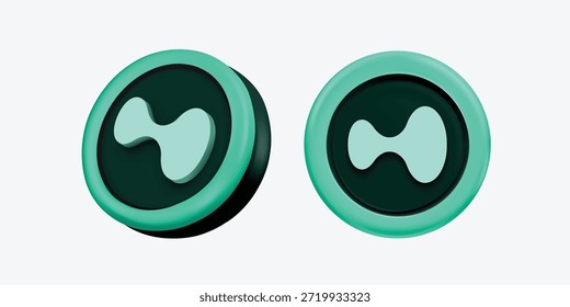 Moneda de criptomoneda hiperlíquida 3d (HYPE) sobre fondo blanco. Ilustración vectorial.