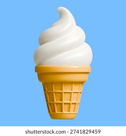 3d ice cream cone vector llustration isolated