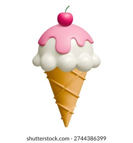3d ice cream cone vector llustration isolated