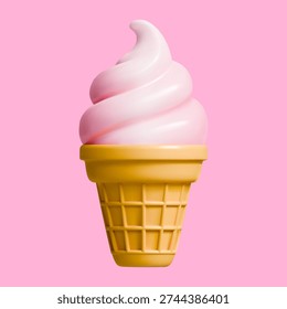 3d ice cream cone vector llustration isolated