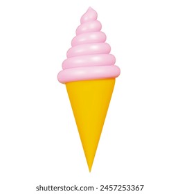 Icono de helado 3d en estilo de dibujos animados. Ilustración vectorial de stock sobre fondo aislado.