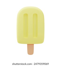 Icono de helado 3D. Ilustración realista de una paleta de helado amarillo en un estilo de dibujos animados de plástico aislado sobre un fondo blanco. Vector 10 EPS.
