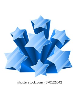 3D ice stars burst isolated on white background.