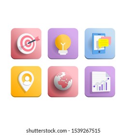 3d icon in abstract style. Colorful vector illustration. Creative idea. 3d technology style. Business idea concept. Realistic 3d sign. Graphic vector art. Glass sphere. Information design.