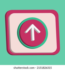 3D icon arrow up button vector with toska and pink color, best for your property images