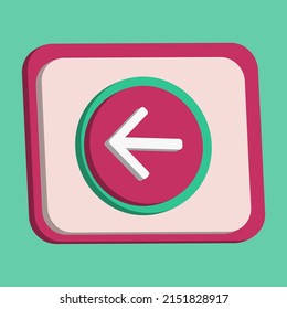 3D icon arrow left button vector with turquoise and pink color, best for your property images