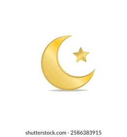3D icon with black star moon. Perfect for ramadan themed designs. Realistic and isolated on white background