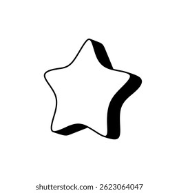 3D icon black star outline vector illustration. Modern minimalist star icon design in isometric style. 3D stars isolated on white background. 3D stars vektor. 3D stars illustration