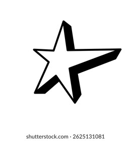 3D icon black star outline vector illustration. Modern minimalist star icon design in isometric style. 3D stars isolated on white background. 3D stars vektor. 3D stars illustration