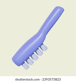 Pincel de limpieza azul con icono 3D aislado en un fondo blanco.