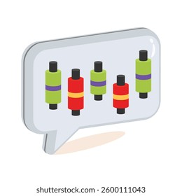 3d icon of business chat bubble with candlestick chart