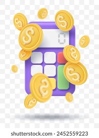 3d icon calculator. Concept of financial management