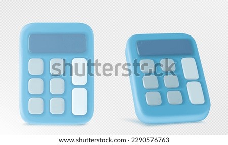 3d icon of calculator for math school education, tax and finance accounting. Office electronic supply with buttons for mathematical calculations, vector cartoon illustration. 3D Illustration
