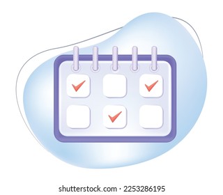 3d icon calendar isolated on a white background