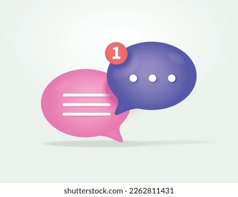 3D-Icon von Chat-Blase, Social-Media-Nachrichten Sprechblasen Boten Formen