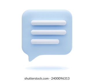 3d icon chat speech bubble with text. Square shape message communication, app, web symbol. Vector illustration in cartoon style