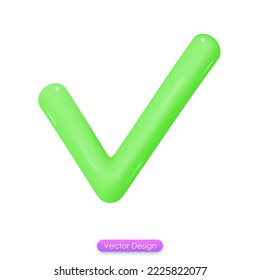 3d icon check mark isolated on white background. Check mark symbol for social media, mobile app. 3d vector illustration.
