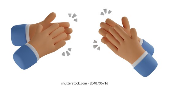 3d icon clapping hands gesture. Vector cartoon applause clip art. Realistic illustration for social media