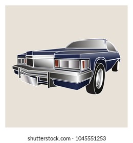 3d icon of classic American car isolated on a light background
