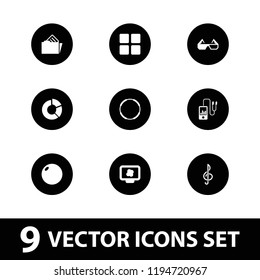 3d icon. collection of 9 3d filled icons such as document in folder, bowling ball, hoop, atom on display, cube, pie chart, mp3 player. editable 3d icons for web and mobile.