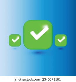 3D icon Correct mark yes accompany video or image. vector illustration eps10.
