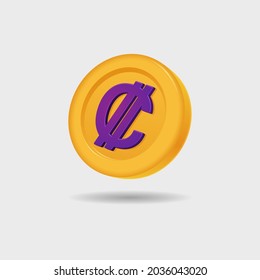 3D icon of Costa Rican Colon coin