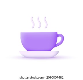 3d icon cup isolated white background  Hot drink  Trendy vector in 3d style 