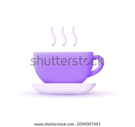 3d icon cup isolated on white background. Hot drink. Trendy vector in 3d style.