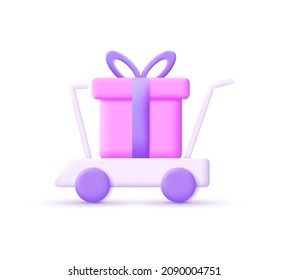 3d icon delivery and New Year's box isolated on white background. Trendy and modern vector in 3d style for web design.