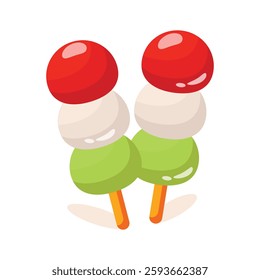 A 3d icon depicting sweet dango balls sticks