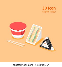 3D Icon Design Convenience store Concept