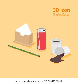 3D Icon Design Fast-food Concept