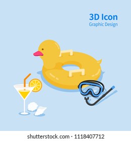 3D Icon Design Summer products Concept