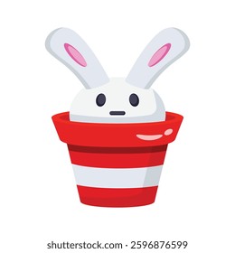 3d icon of easter bunny peeking out from pot